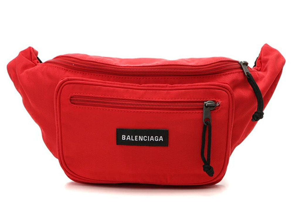 Balenciaga Explorer Belt Bag Red Black Canvas Waist